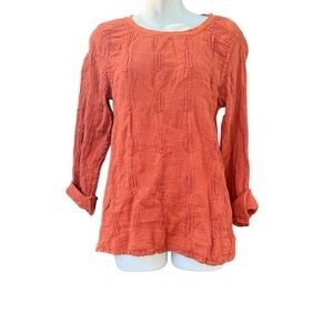 Women's Burnt Orange Textured Flax Top